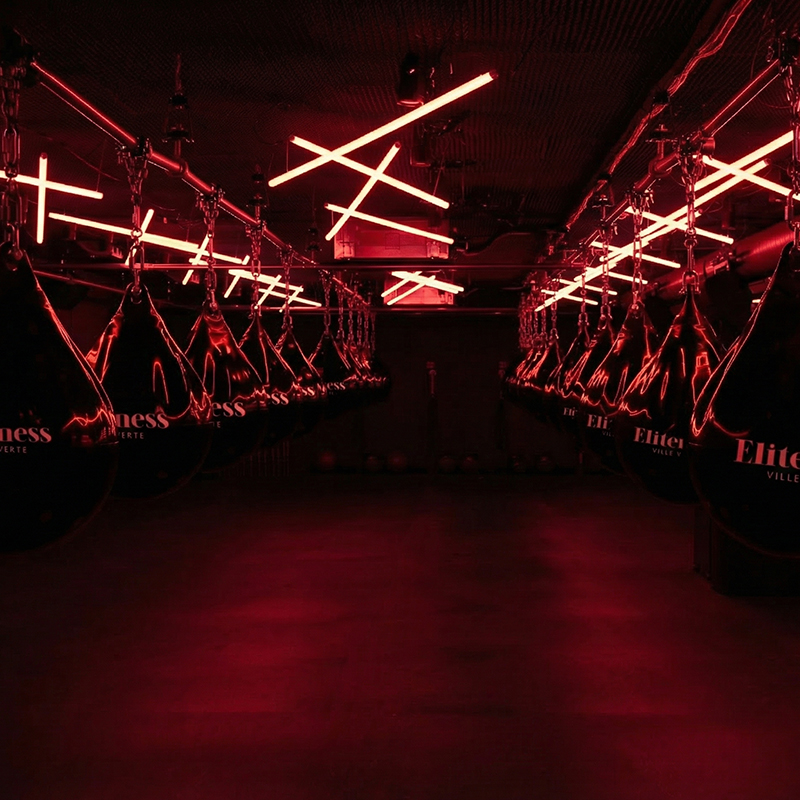 Premium KOBOX studio at Eliteness featuring cardio-boxing training in an immersive, high-energy environment