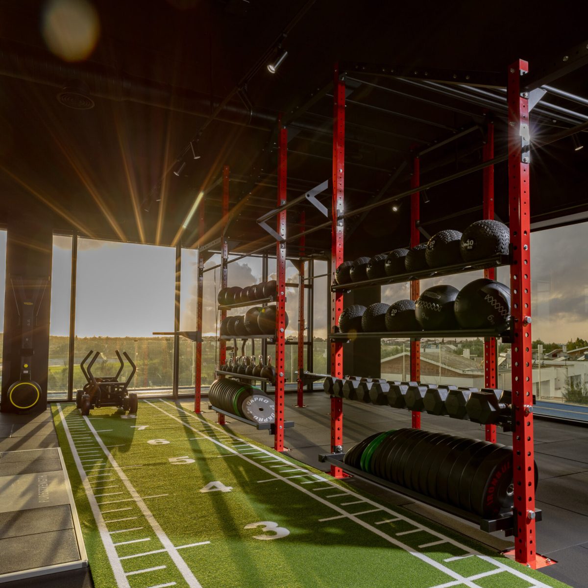 Premium cross-training studio at Eliteness featuring functional fitness zones, strength equipment, and an elevated training layout.